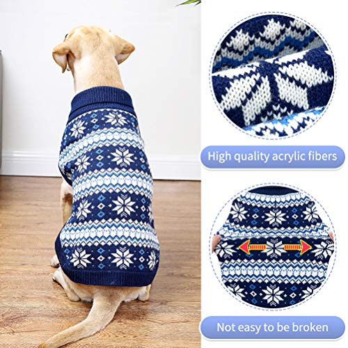 KOOLTAIL - Suéter de punto trenzado para perro, cuello alto, cálido y cómodo, ropa para clima frío con patrón de copo de nieve, ropa de punto clásica para perros pequeños, medianos y grandes