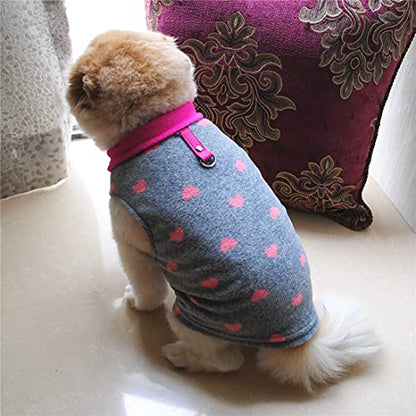 PIXRIY Suéter para perro, chaleco de forro polar suave con anillo de correa, chaqueta de invierno para mascotas, ropa para cachorros, perros pequeños, gatos, peluches, chihuahua, Yorkshire (S, corazón gris)