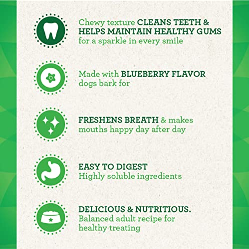 Greenies Teenie Natural Dog Dental Care Chews Oral Health Dog Golosinas Sabor arándano, Paquete de 12 onzas (43 golosinas)
