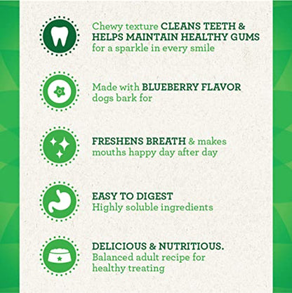 Greenies Teenie Natural Dog Dental Care Chews Oral Health Dog Golosinas Sabor arándano, Paquete de 12 onzas (43 golosinas)
