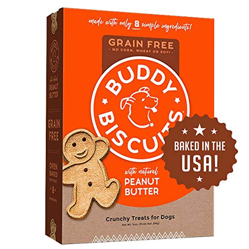 Cloud Star Grain Free Oven Baked Buddy Biscuits Dog Treats, All Natural Peanut Butter, 14-Ounce