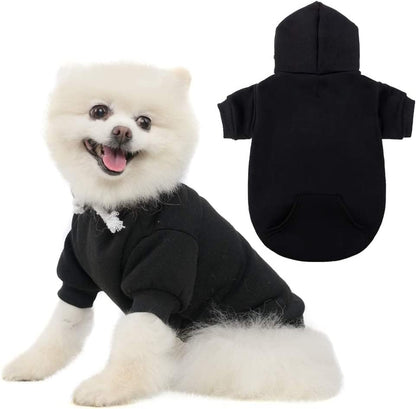 KOOLTAIL - Sudadera con capucha básica para perro, suave y cálida con agujero para correa y bolsillo, chamarra de invierno para perro, ropa para clima frío para perros XS-XXL