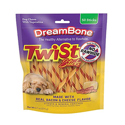 Dreambone Dbtt-02847 Bacon & Cheese Twist Sticks For Dogs ( 50 Count), One Size