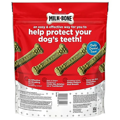 Milk-Bone Brushing Chews golosinas dentales diarias para perros, aliento fresco, grande, bolsa de 24.2 onzas