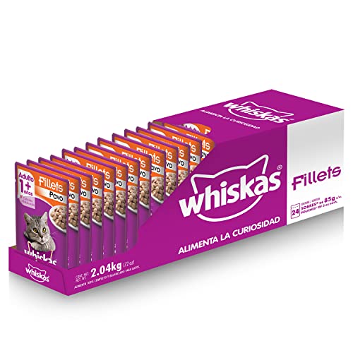 Whiskas Alimento Húmedo para Gatos, Sabor Filetes De Pavo 85g c/u. Paquete de 24 Unidades
