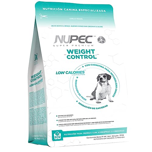 Nupec alimento para Perros, Control de Peso, nutrición para Perros con sobrepeso u obesidad, presentación de 15 kg.