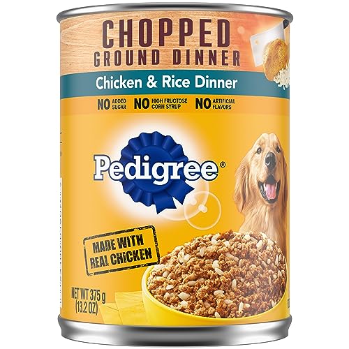 PEDIGREE Traditional Ground Dinner With Chicken and Rice Canned Dog Food 13.2 Ounces (Pack of 12)