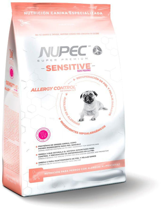 Nupec alimento para Perros Sensitive Razas pequeñas Control de alergias presentación de 8 kg