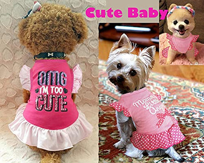 XPUDAC Camisa de vestir para perro de 4 piezas, falda para cachorro, lindo vestido para perro, ropa de verano para perros pequeños y gatos (ángel rosa, XXS (1-2 libras))