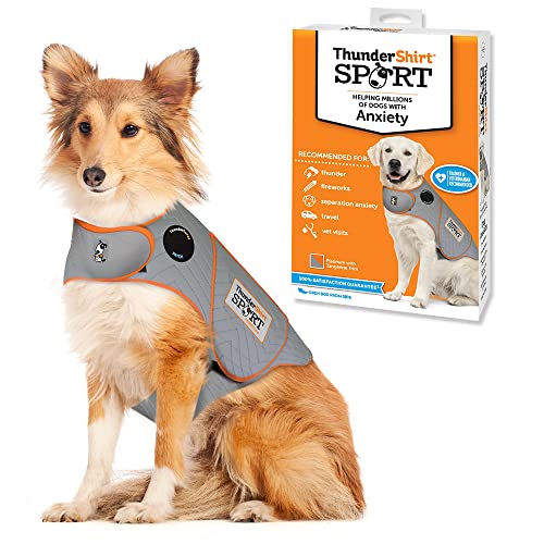 Thundershirt - Chaleco deportivo para perros con solución calmante recomendado por veterinarios para fuegos artificiales, truenos, viajes, separación, platino, grande