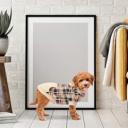 EXPAWLORER Sudadera con capucha para perro, estilo británico a cuadros para mascotas con sombrero para perros pequeños, medianos y grandes
