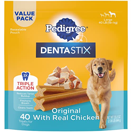 PEDIGREE DENTASTIX Original Large Treats for Dogs - Value Pack 2.08 Pounds 40 Treats