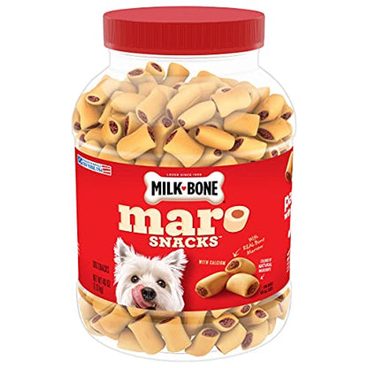 MaroSnacks de hueso de leche para perros de todos los tamaños, con médula de hueso real, perros pequeños, Rojo, 1.13 kg