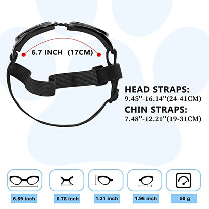 QUMY Gafas de Sol Impermeables para Perros de más de 15 Libras (Negro)