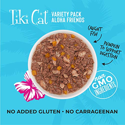Tiki Cat Aloha Friends Comida húmeda con pollo desmenuzado para gatos y gatitos adultos