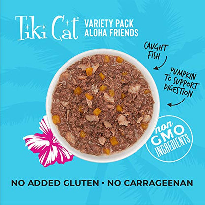 Tiki Cat Aloha Friends Comida húmeda con pollo desmenuzado para gatos y gatitos adultos
