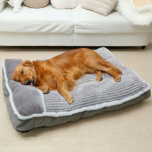 Cama para perros grandes y medianos, alfombrillas para cama para perros con almohada para jaula de perrera, sofá cama para perros con funda extraíble lavable, cama súper suave para mascotas
