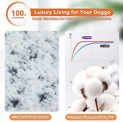 POCBLUE - Cama lavable de lujo para perros grandes, alfombrilla de jaula de 36 pulgadas, cómoda y esponjosa, antideslizante para perros de hasta 70 libras, 36 x 23 pulgadas, color gris
