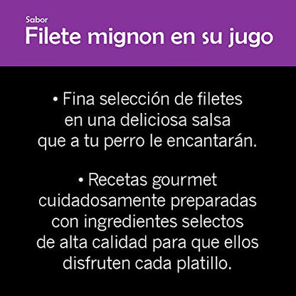 Cesar Alimento Húmedo para Perro Sabor Filete Mignon en su jugo, contiene 24 sobres
