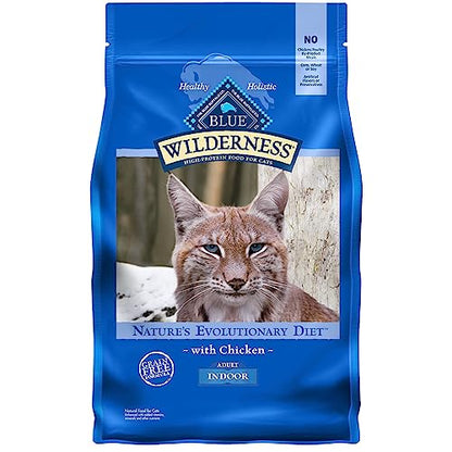 Blue Buffalo Cat Indoor Pollo Fórmula-Alimento seco para gatos sin granos, bolsa de 2 lb