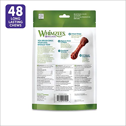 Whimzees WHZ301 48 Count Toothbrush Star Value Bag Doggie Dental Chews, X-Small
