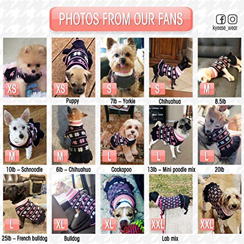 KYEESE - Suéter de punto tipo vestido para perros pequeños, cuello alto, cálido