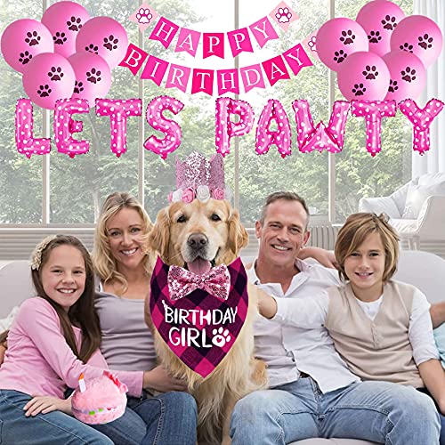 STMK Traje de cumpleaños para perro, bandana de cumpleaños para perro con número de cumpleaños, sombrero de pajarita, tutú, falda de pastel de juguete, globos de pata de pata, cartel de feliz cumpleaños para perro, cachorro, suministros de fiesta de cumpl