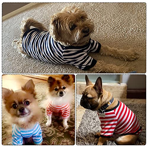 6 piezas de camiseta de algodón a rayas para perro, transpirable, ropa de mascota, colorida sudadera para cachorro, ropa para perros pequeños a medianos, cachorros (L)