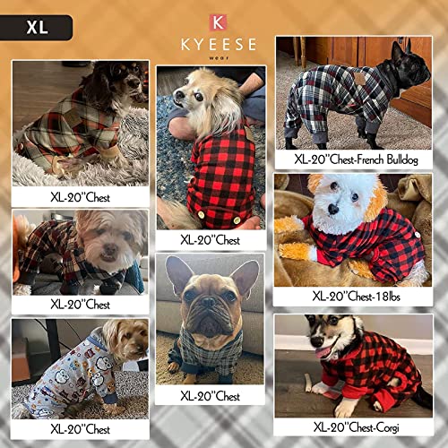 KYEESE Pijamas para perros a cuadros rojos de búfalo, pijama para mascotas con forro polar suave