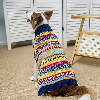 Mihachi - Sudadera para perro, para invierno, ropa con rayas coloridas para clima frío, L